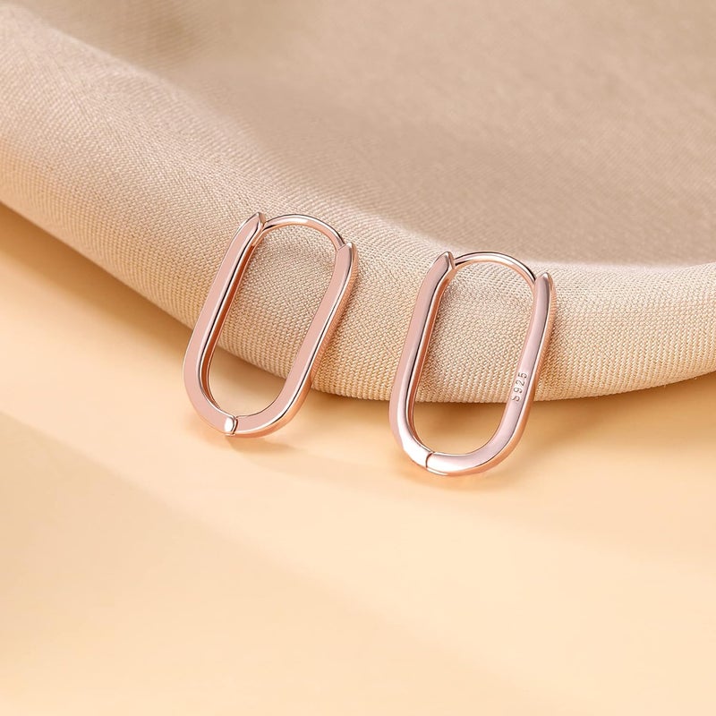 Reffeer 925 Sterling Silver U Hoop Earrings for Women Teens Minimalist Square Hoop Earrings U Huggie Earrings - Image 4